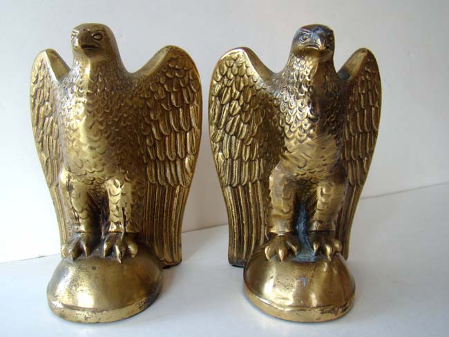 A pair of brass American eagle bookends circa 1960